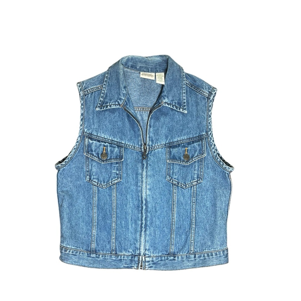 Western Denim Vest Zip Sz M